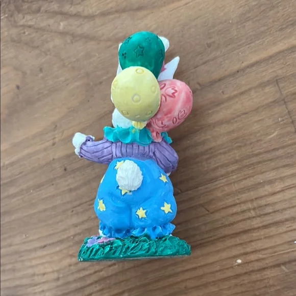 Festive Birthday Bunny 🐰 Clown 🤡 with Spring Color Balloons figurine